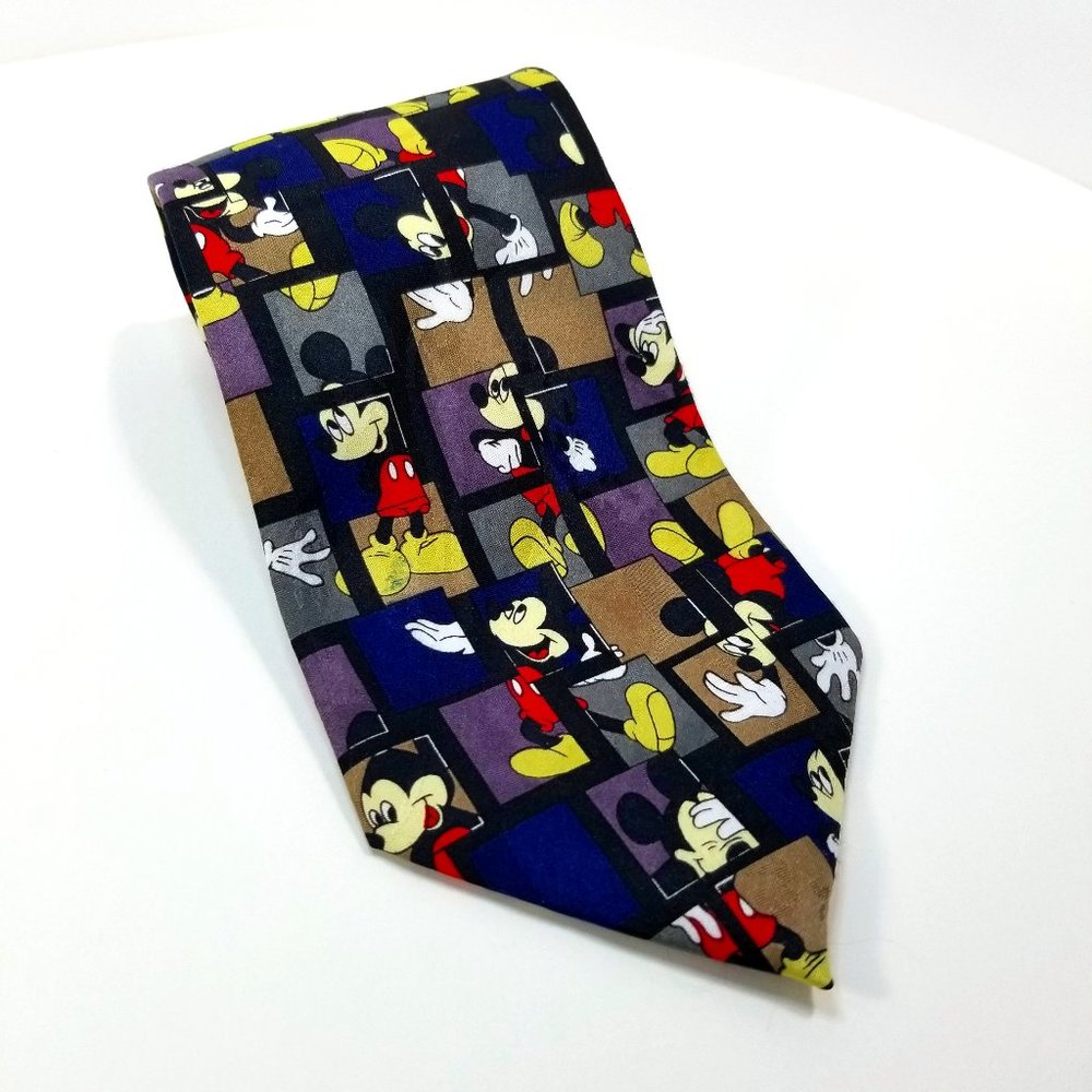 90's Vinage Mickey Unlimited Disney Geometric Neck Tie